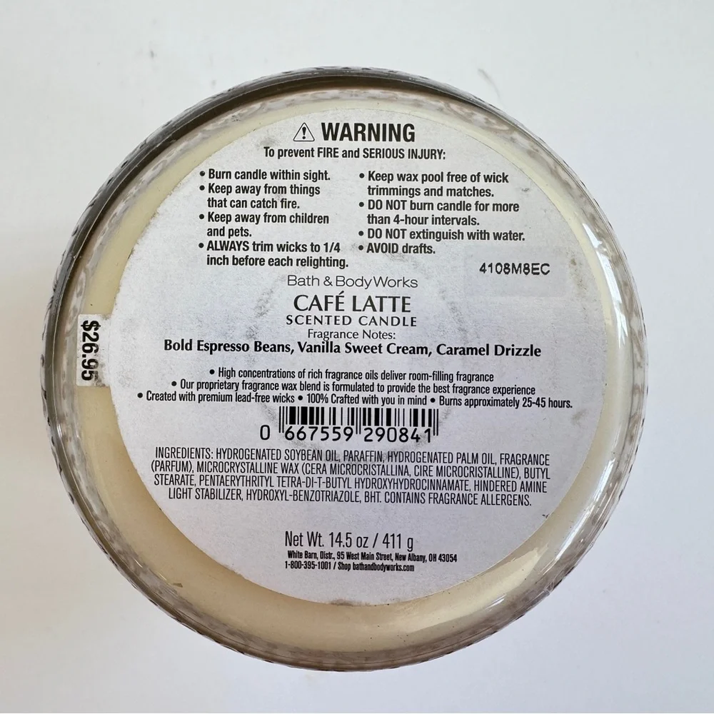 Bath & Body Works Cafe Latte 3-Wick Candle - Picture 2 of 4